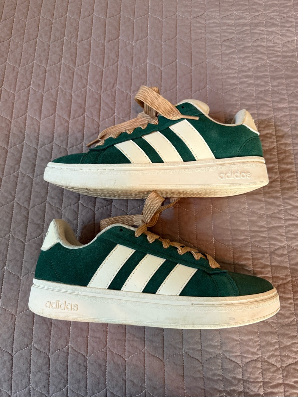 adidas Women’s Grand Court Alpha Suede Sneakers in Green and Cream - Picture 7 of 9